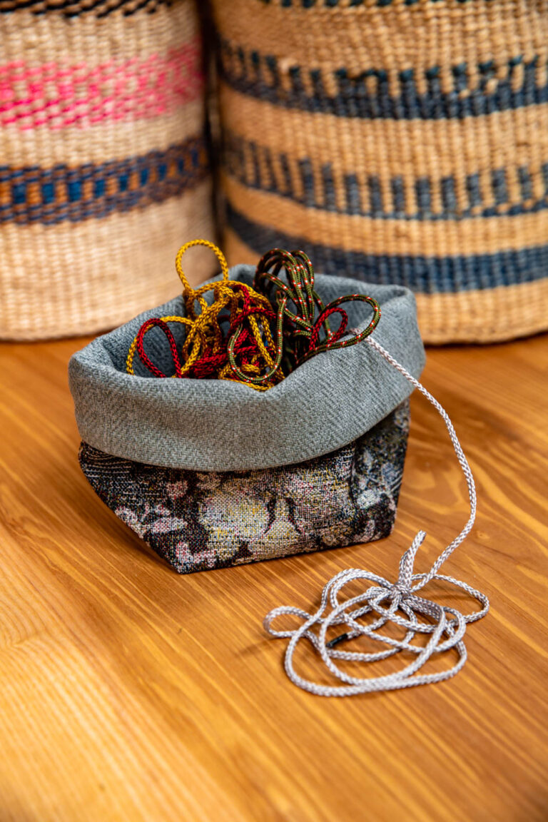 Dark Floral x Tweed Handmade Fabric Pot