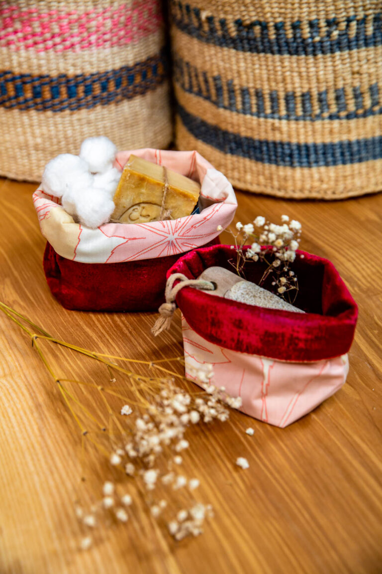 Pink Floral x Fuchsia Handmade Fabric Pot