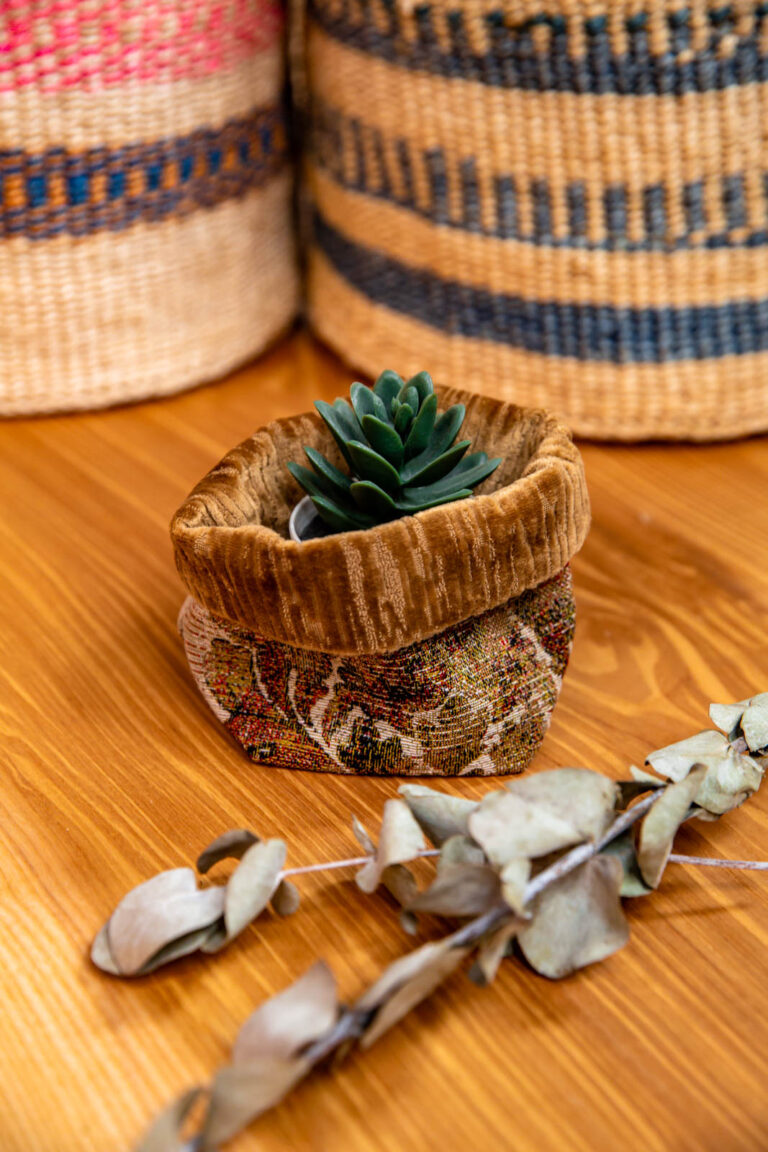 Gold Velvet Handmade Fabric Pot