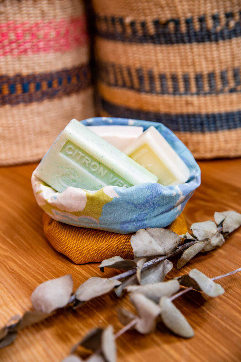 Sea Blue x Yellow Handmade Fabric Pot