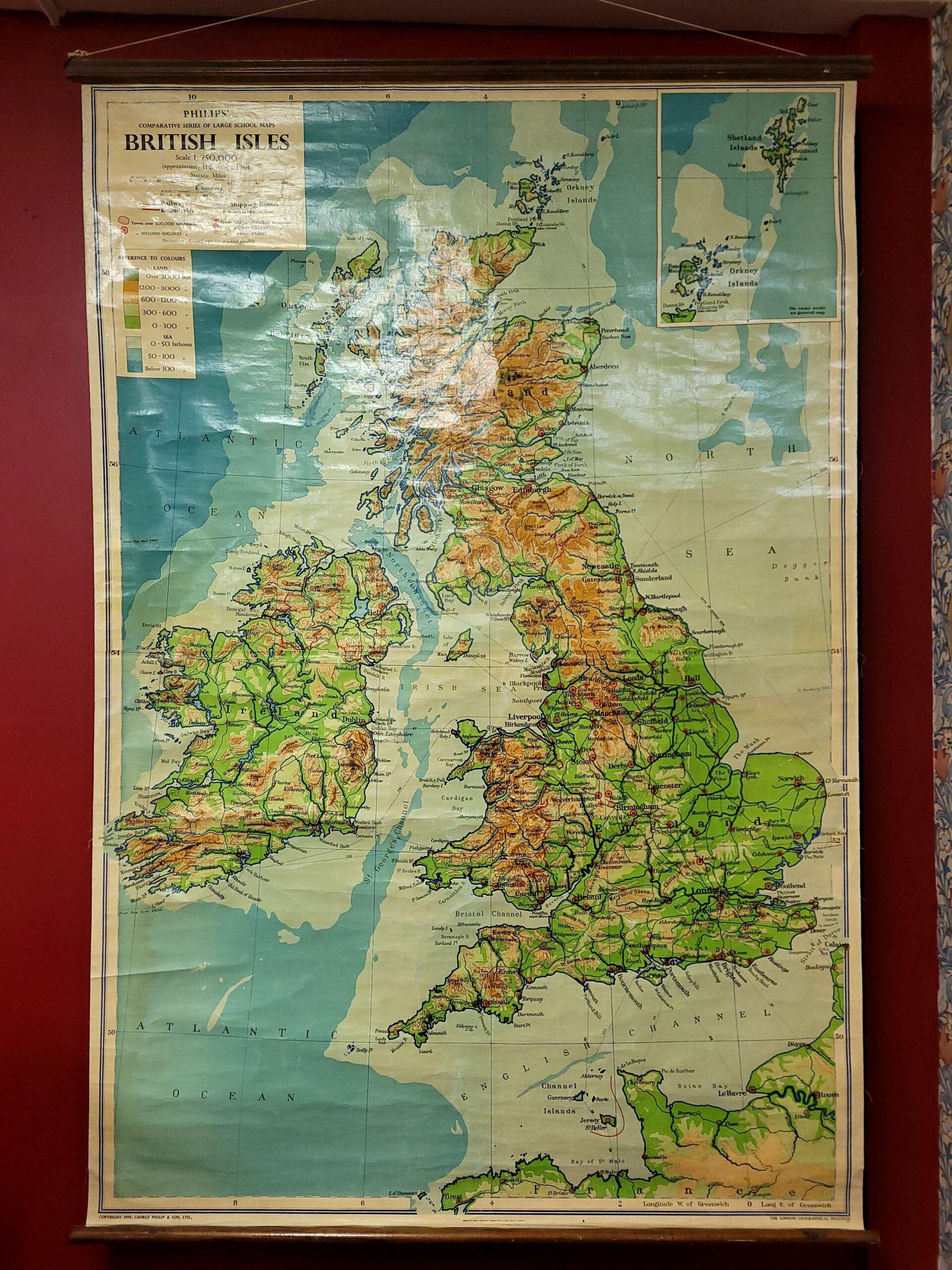 1950s British Isles School Map Chart