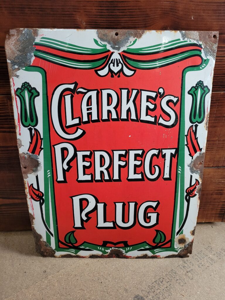 Clarke's Perfect Plug Enamel Sign [w674]