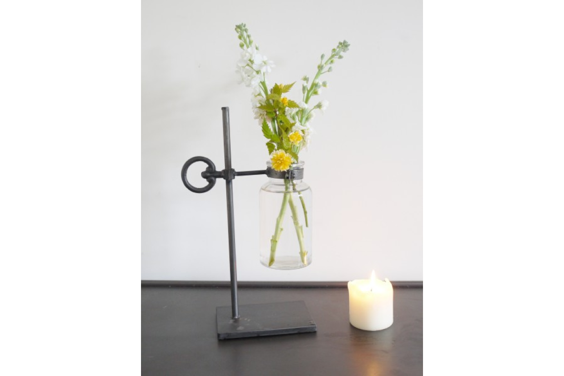 Retro Cast Iron and Glass Flower Holder [4106]
