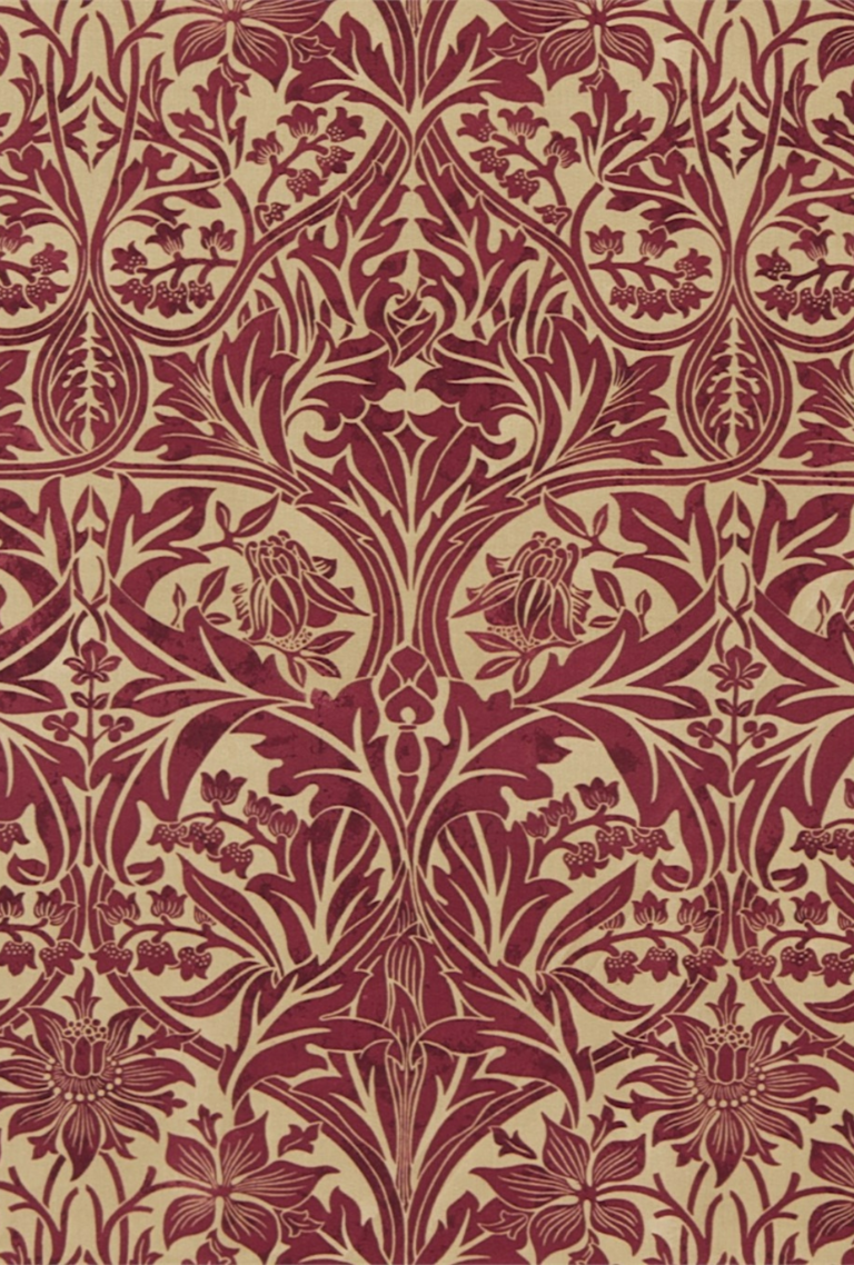 Bluebell (Claret/Gold) Morris & Co Fabric
