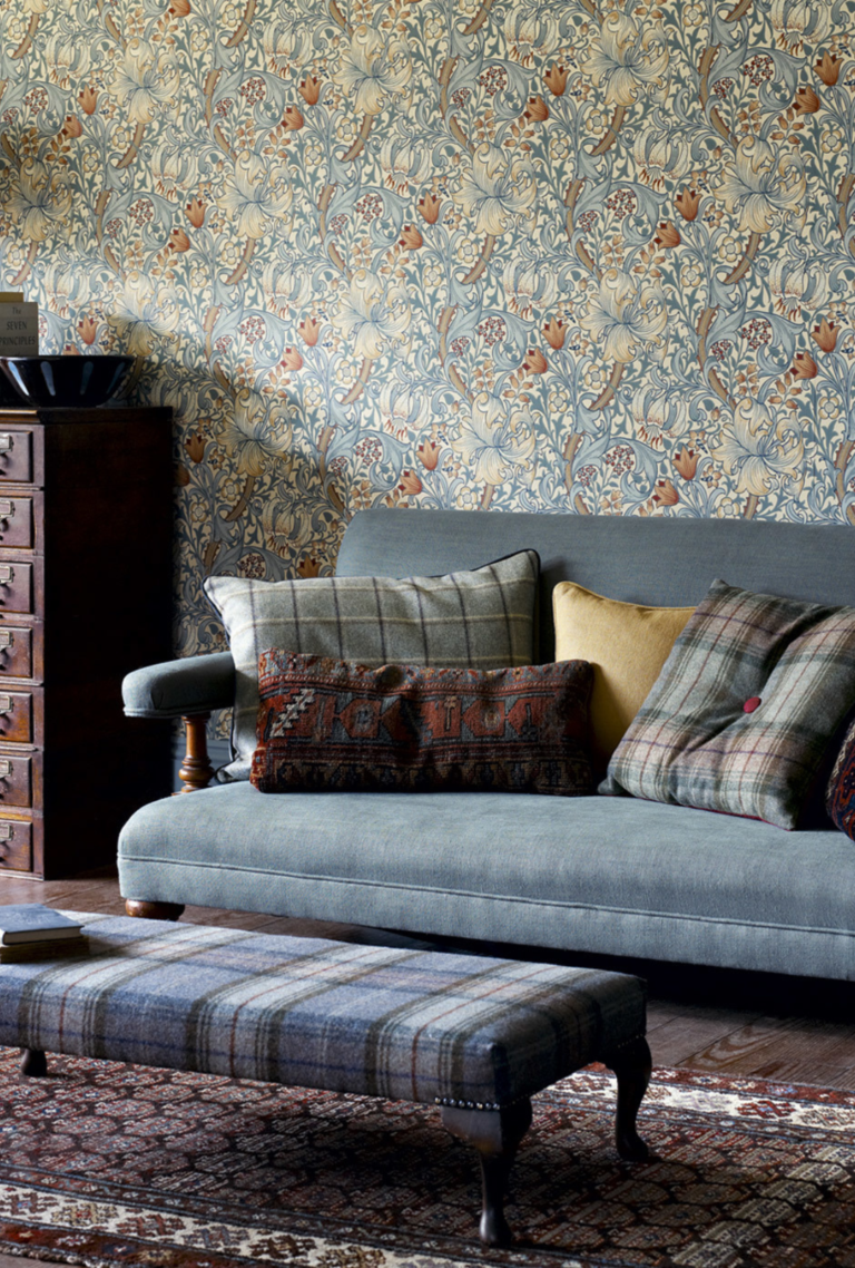 Golden Lily (Slate/Manilla) Morris & Co Wallpaper