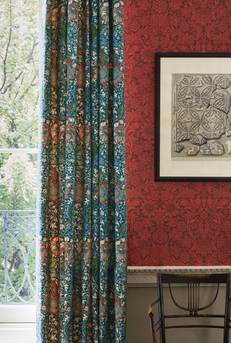 Kennet (Aqua/Pink) Morris & Co Fabric