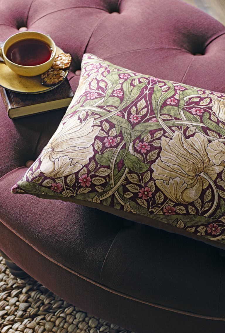 Pimpernel (Aubergine/Olive) Morris & Co Fabric