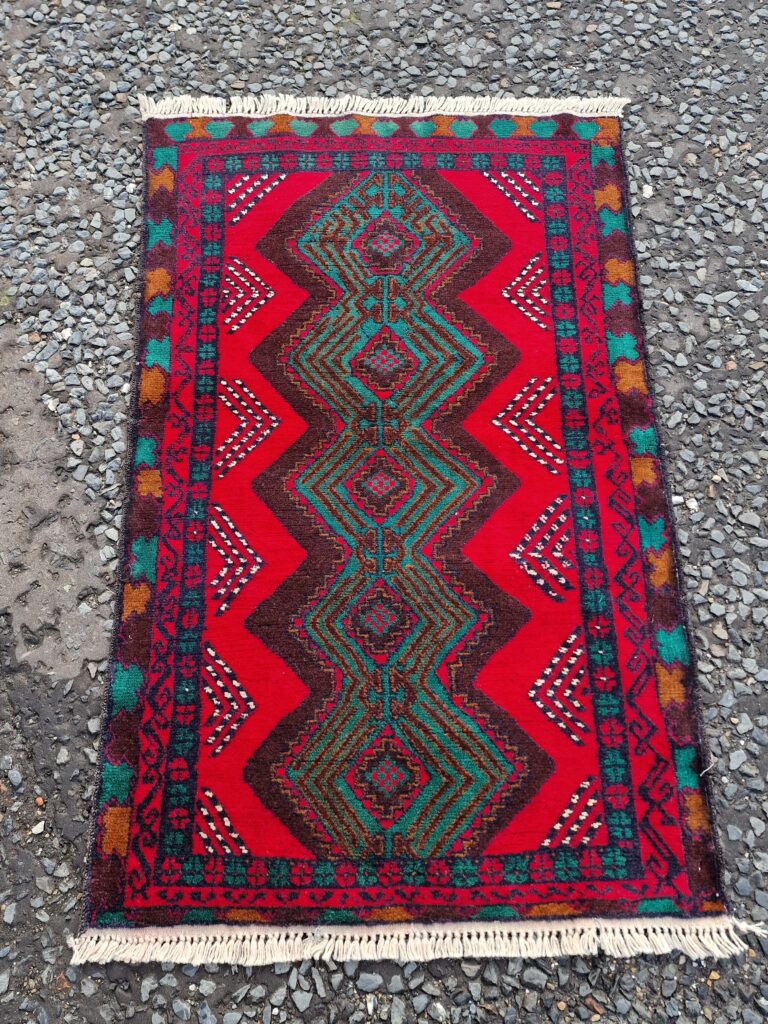 Red & Green-ground Baluchi Nomadic Rug [FS24]