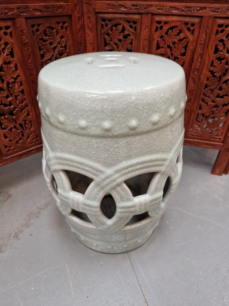 Chinese Pale Green Ceramic Garden Stool