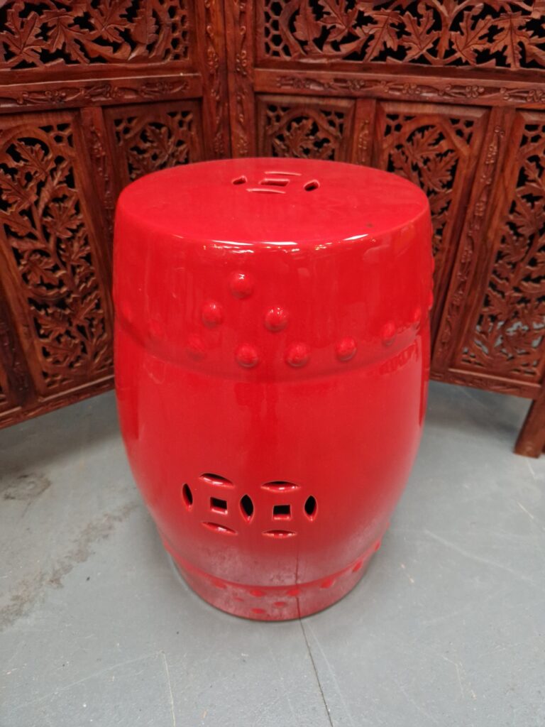 Chinese Red Ceramic Garden Stool