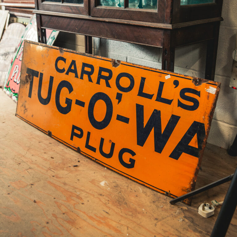 Carroll's Tug-O-War Plug Enamel Sign [w035]
