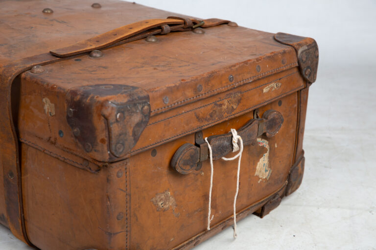 Large Leather Travel Trunk