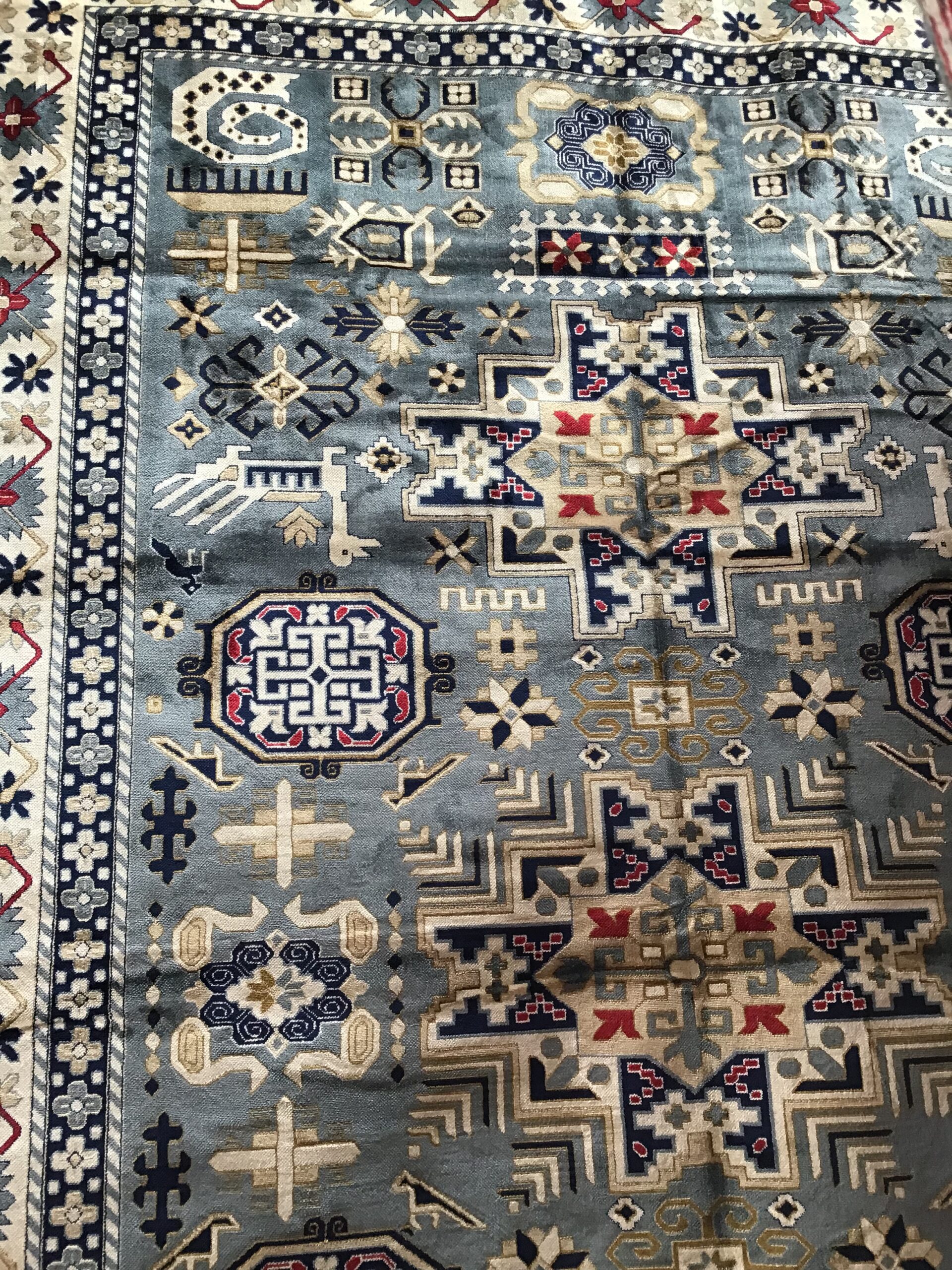 Duck-egg-blue Kashmir Rug [RC02] - On The Square Emporium