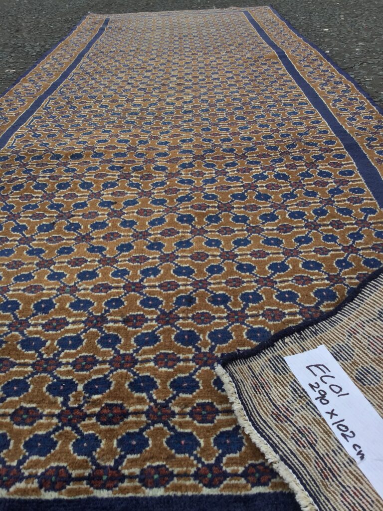 Blue/brown-ground Persian Runner Rug [EC01]