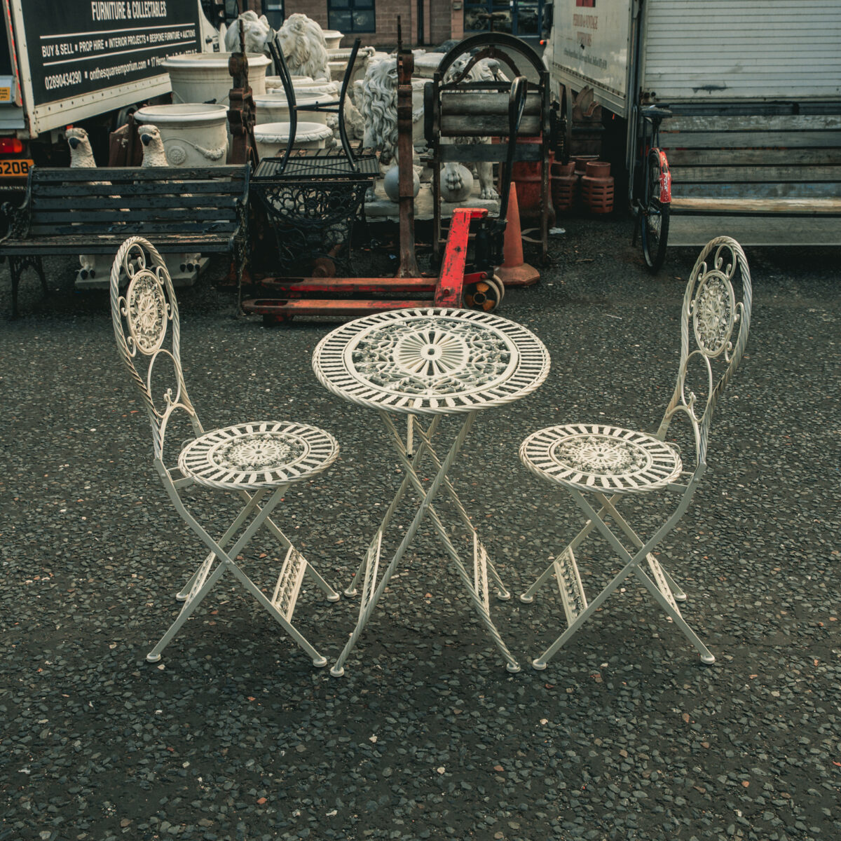 French Bistro Table and Chairs - White [906] - On The Square Emporium