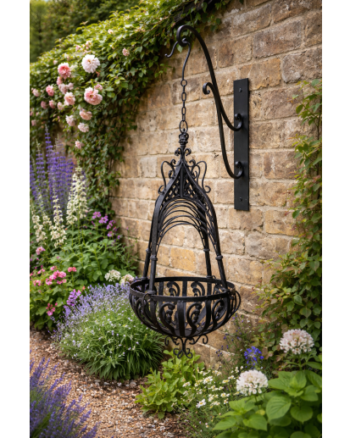 Small Black Ornate Hanging Basket