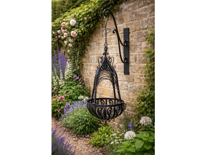 Small Black Ornate Hanging Basket