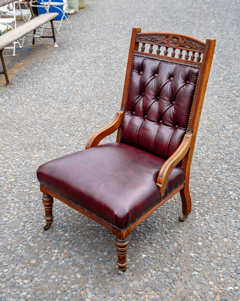 Reupholstered Leather Lounge Chair