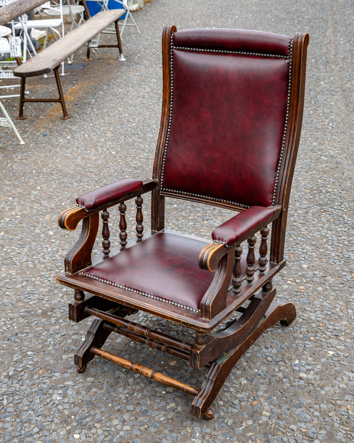 Reupholstered Leather Platform Rocking Chair On The Square Emporium