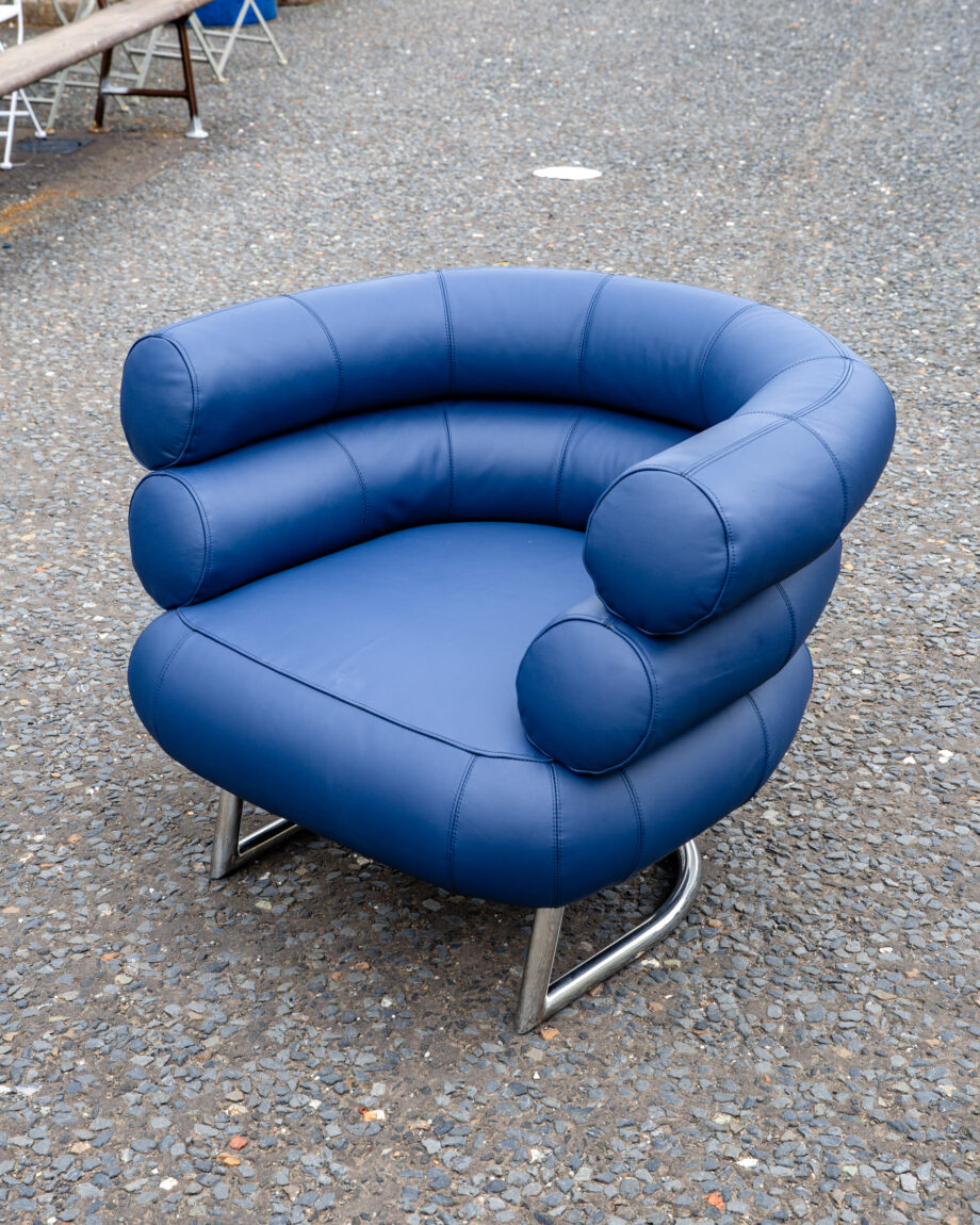 Reupholstered Blue Eileen Gray Seat On The Square Emporium