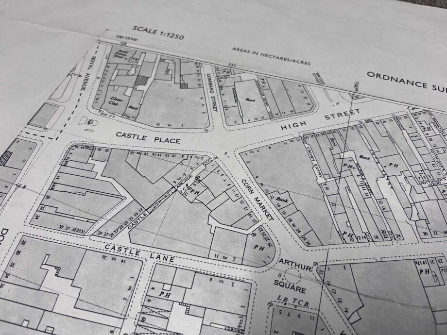1965 ordnance survey map of Belfast city centre