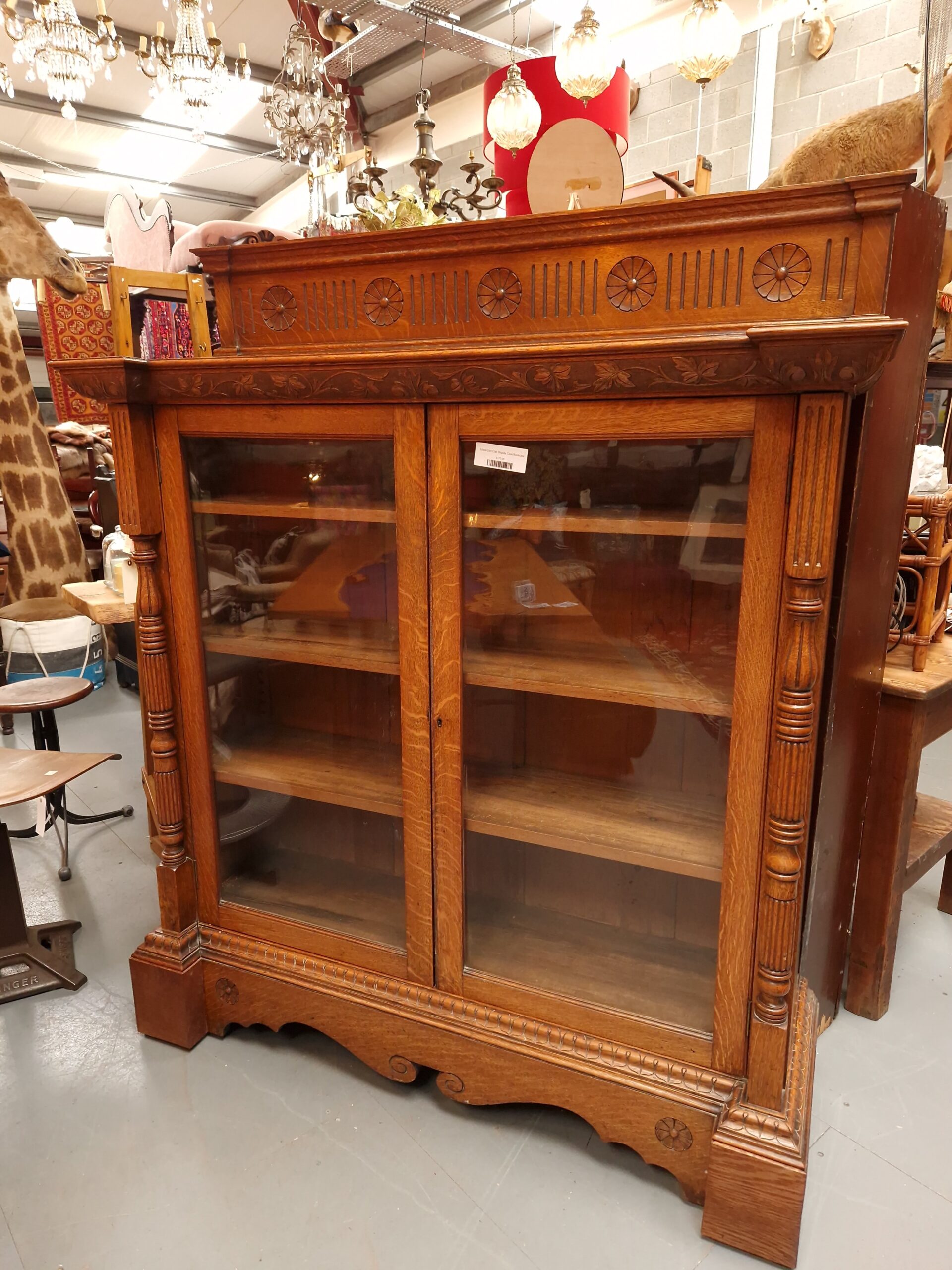 Edwardian Oak Display Case/Bookcase