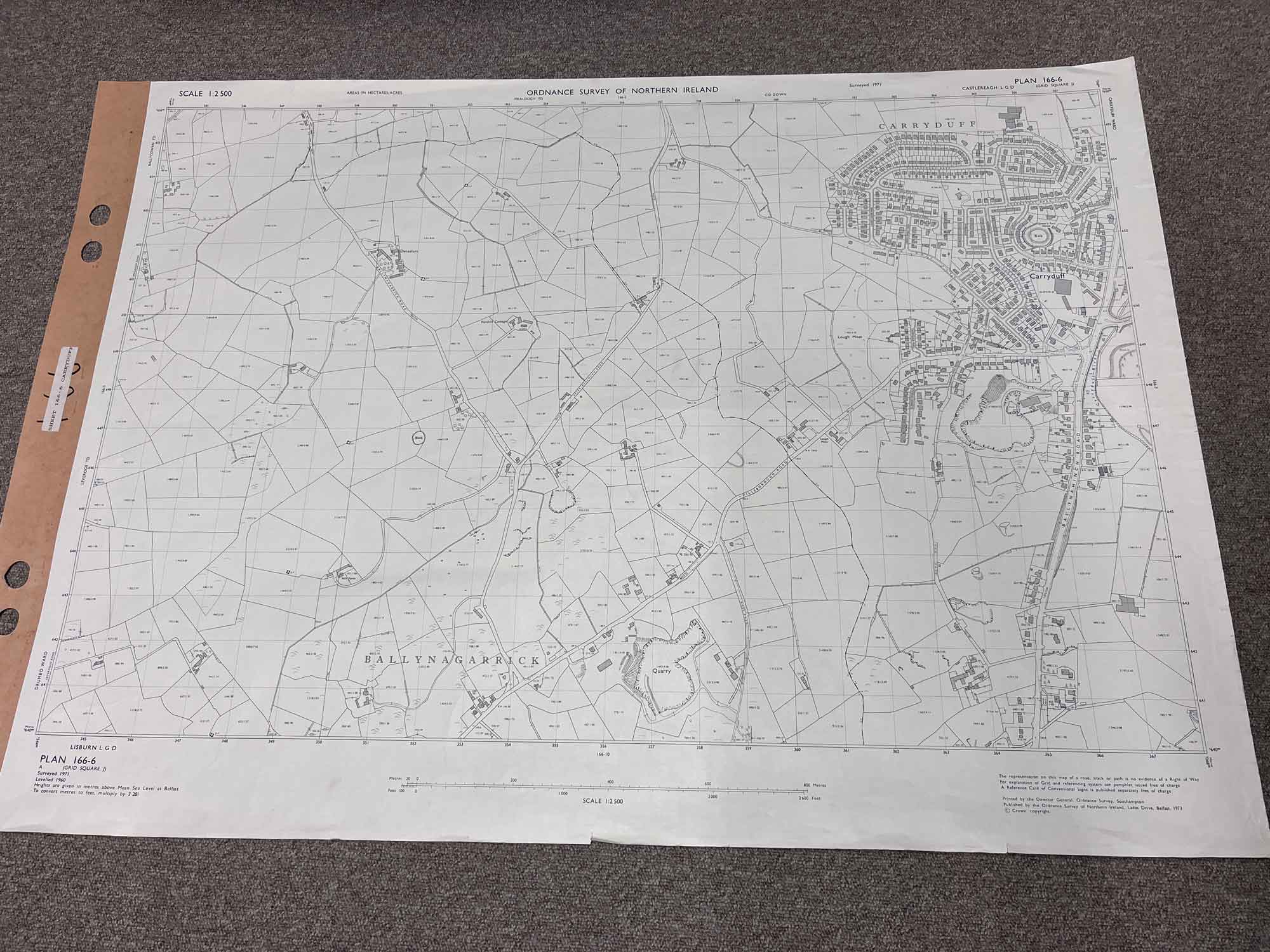 Vintage 1971 Ordnance Survey Map of Carryduff