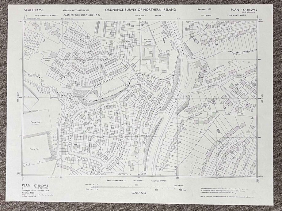 vintage ordnance survey map of Newtownbreda