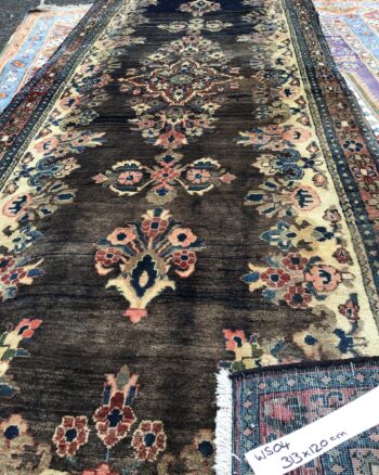 Full-pile Dark-ground Persian Sarouk Runner Rug [WS04]