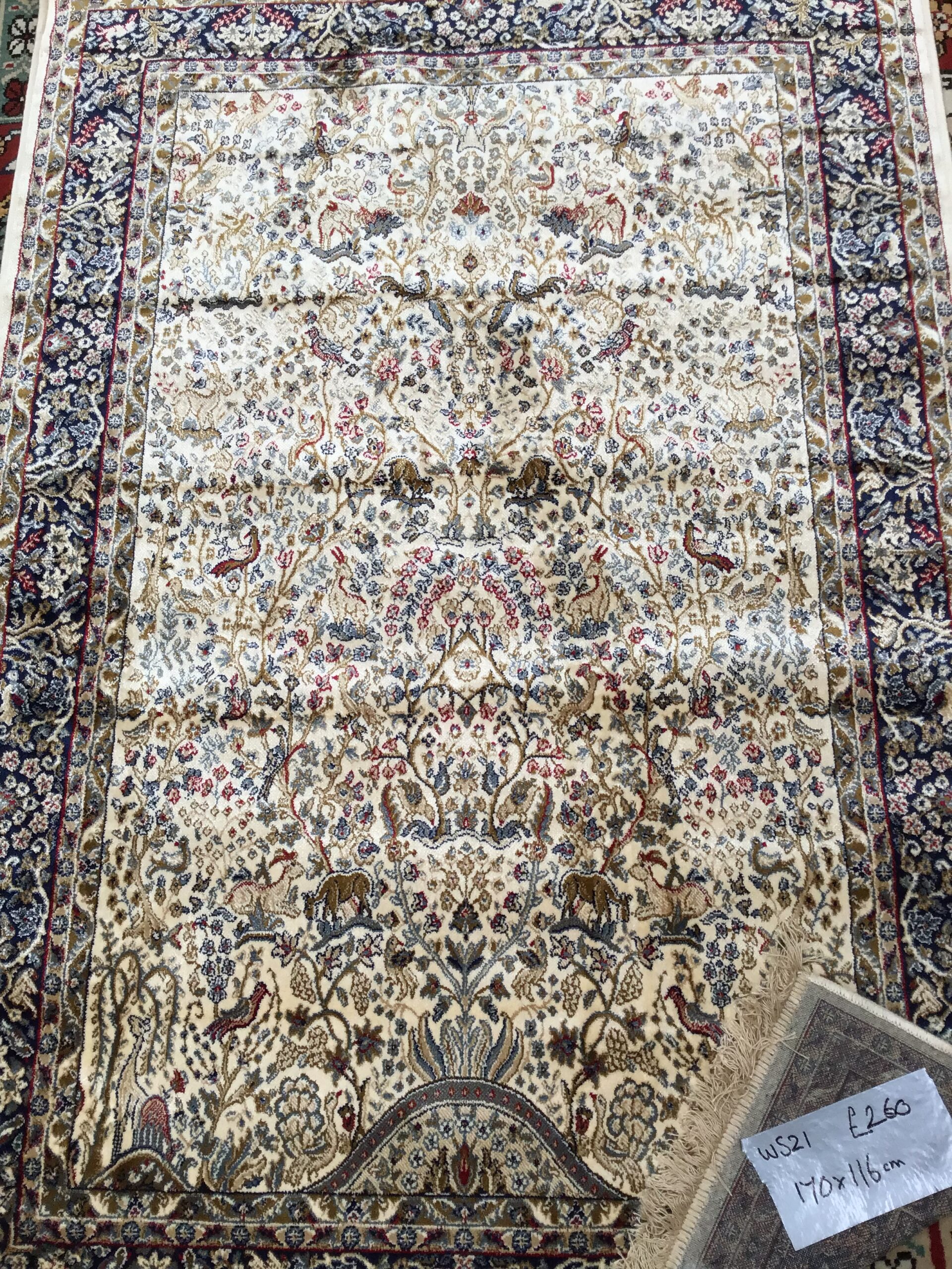 Ivory-ground Kashmir Tree of Life Rug [WS21] - On The Square Emporium