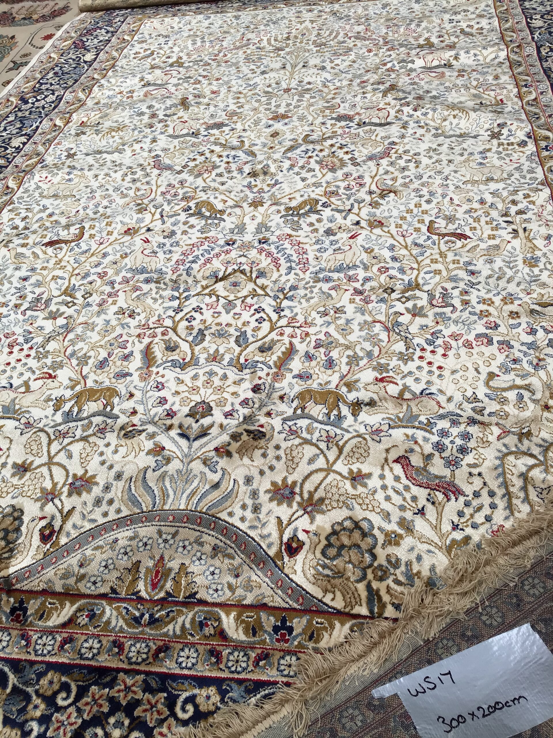 Ivory-ground Kashmir Tree of Life Rug [WS17] - On The Square Emporium