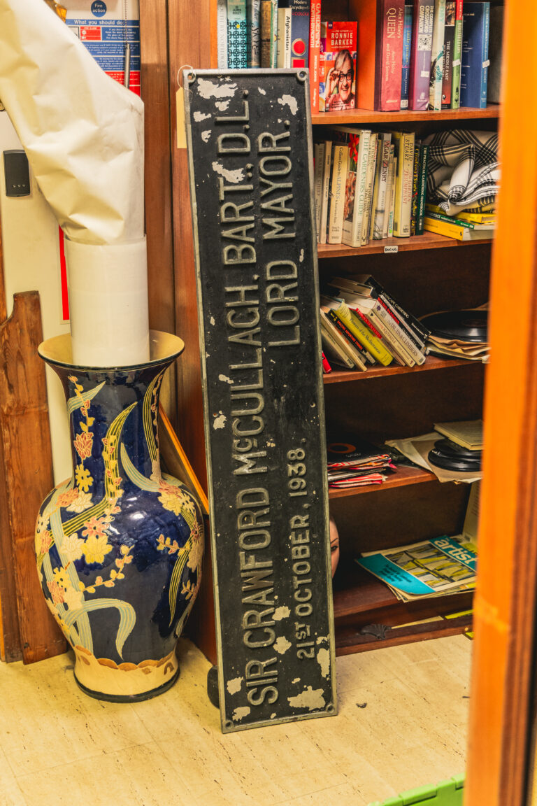 Mayor McCullough of Belfast Brass Sign