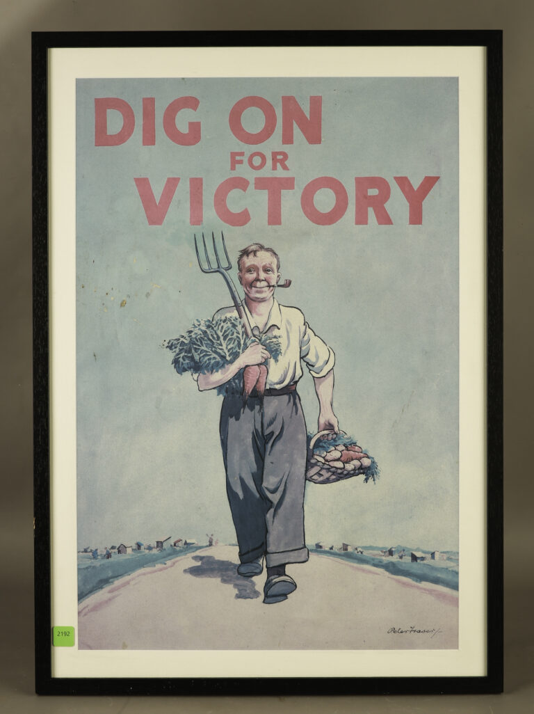 AW034 'Dig On For Victory' WWII Framed Original