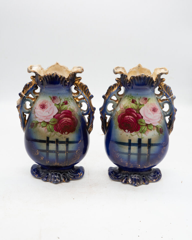 CC030 Pair of 1860s Hand-painted Vases