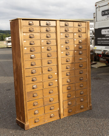 Alternative view of Early 1900s Scumbled Pine Bank of 56 Drawers