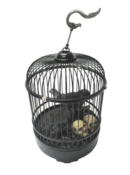 Animated Raven in Cage with Light & Sound