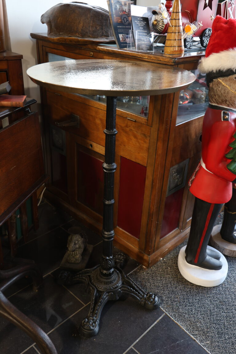 Tall Pub Table with Hammered Metal Top