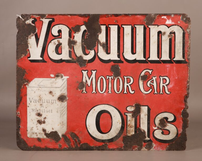 Mobiloil "Vacuum Motor Car Oils" Double Sided Enamel Sign