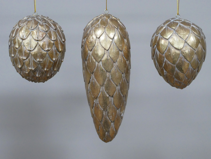 Set of 3 Christmas Pinecone Baubles