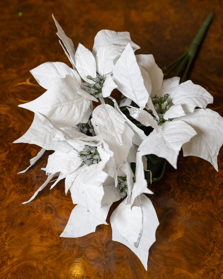 Silk Stem Poinsettia Frosted White