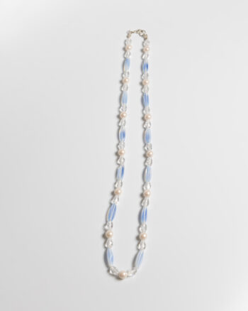 JL122 Vintage Blue & Clear Bead Necklace