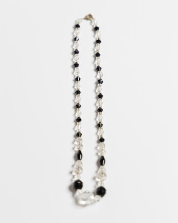 JL117 Vintage Clear & Black Bead Necklace