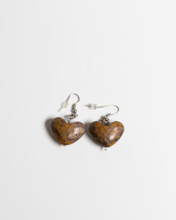 JL071 Brown Heart Earrings