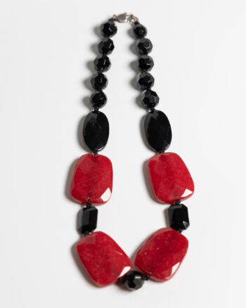 JL068 Black Necklace with Red Stone