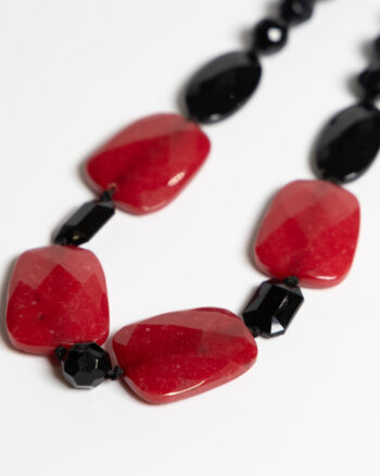 JL068 Black Necklace with Red Stone