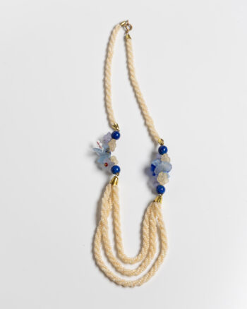 JL119 Vintage Blue Floral Bead Necklace