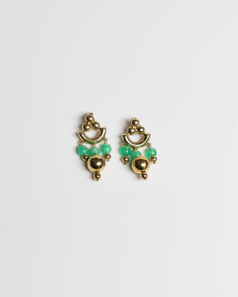 JL129 Vintage Green & Gold Earrings