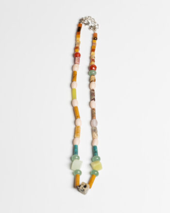 JL118 Vintage Rainbow Stone Bead Necklace