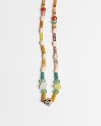 JL118 Vintage Rainbow Stone Bead Necklace