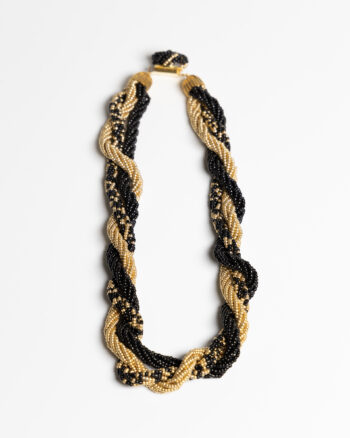 JL096 Black & Gold Braided Necklace